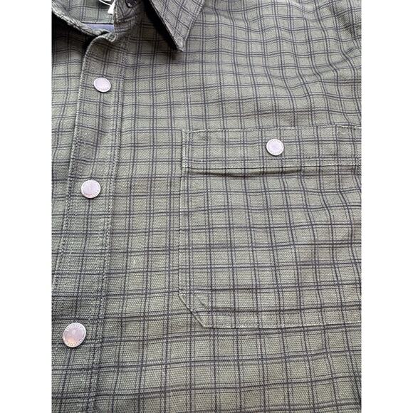 Duluth Trading Co Jacket Mens 2XL Green Plaid Canvas Flannel Lined Snap Shacket - Picture 6 of 13